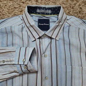Tommy Bahama Pinstriped Dot Pattern Men Sz L Long Sleeve Button Up Shirt - Picture 1 of 11