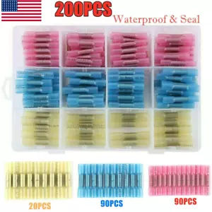 Assortimento 200 pezzi connettori giunzione filo butt termoretraibile kit terminale a crimpare - Foto 1 di 29