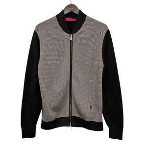 Carolina Herrera NEW Womens M Zip Brown/Beige Cotton Knit Cardigan Bomber Jacket - Picture 1 of 9