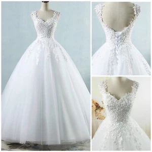 White Ivory Tulle Wedding Dress pearls. Sz 2-26W customized STANDARD PLUS SIZE - Picture 1 of 12