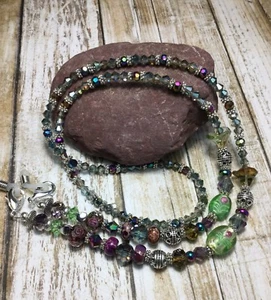 Handmade Jasper Stone Eyeglass Chain/Mask/Lanyard W/Swarovski Elements USA - Picture 1 of 1