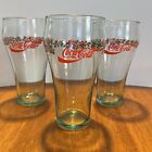 Vintage Coca Cola Christmas Holiday Drinking Glasses ~ Set of 3 Mistletoe Bells