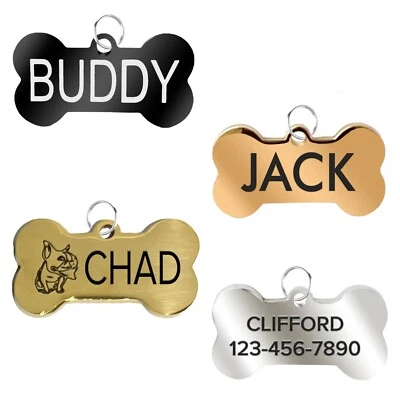STAINLESS STEEL DOG CAT PET NAME ID TAG CUSTOM DOUBLE-SIDED ENGRAVED 20% OFF - Image 1 of 4