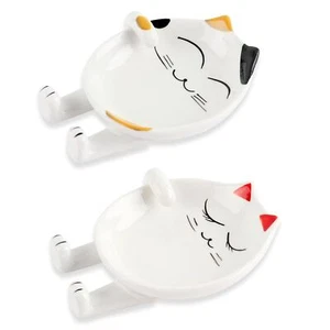 Cute Spoon Rest 2PCS Cat-Shaped Ceramic Spoon Rest for Kitchen Counter Stove ... - Picture 1 of 7