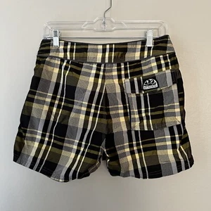 Sundek Swim Trunks 31 Black Yellow Plaid Board Shorts - Picture 1 of 9