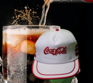Vintage Three 3 Stripe Mesh Coke  Coca Cola Trucker Snapback Cap Hat Made in USA - Picture 1 of 8