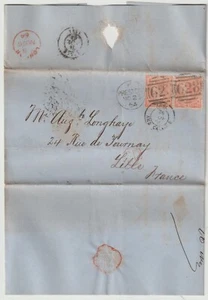 1864 PRESTON DUPLEX ON PAIR 4d RED ADDED HAIRLINES SG 81/82 £300 SINGLE ON COVER - Picture 1 of 3