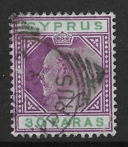 Chipre 1903 EDVII 30pa 'Dañado EE. UU.' Variedad SG51b Usado - Imagen 1 de 3