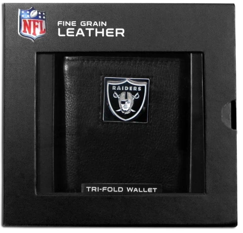 Siskiyou NFL Las Vegas Raiders Leather Tri-Fold Wallet , Black Cover