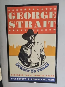 George Strait 2019 Las Vegas Concert Poster 11 X 17 Framed - Picture 1 of 2