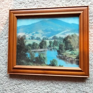 Australian Print - Landscape/Water/Cattle Scene-Framed Under Glass 12" x 10" - Picture 1 of 6
