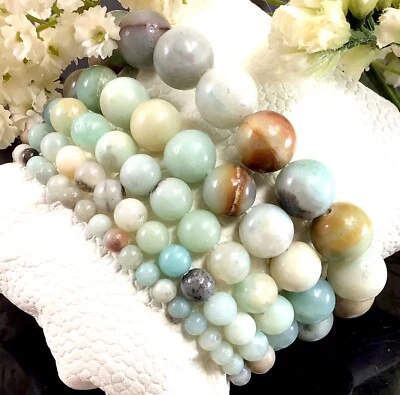 Natural Amazonite Stretchy Bracelet Healing Gemstone 4mm 6mm 8mm10mm12mm - Image 1 of 4