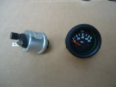Oil pressure gauge with oil sender transducer 52 mm 2 1/16'' 80 psi black bezel - Image 1 of 4