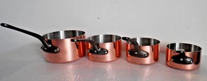 4 copper pans saucepans nickel plated VILLEDIEU Mauviel m250 - Picture 1 of 8