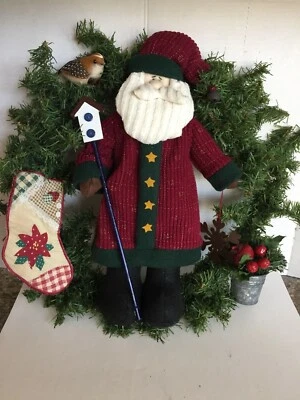 Corona de puerta de Navidad Santa Acebo Pájaro Casa Campana Medias Copo de nieve Vacaciones  Foto 1 de 4