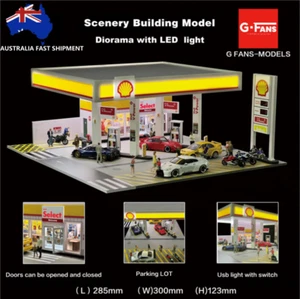 G-FANS 1:64 Diorama Diecast Garage Model LED Parking Lot Display Case Scene AU - Picture 1 of 213