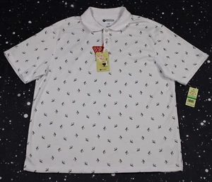 NWT Haggar Martini Glass All-Over-Print White Patio Polo - Large - Picture 1 of 8