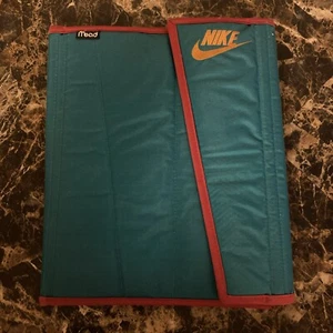Nike Swoosh Logo Mead Nylon Folder Teal red Trim Portfolio Vintage 1994 - Picture 1 of 6