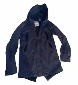 Scotch & Soda Blue Hooded Parka Jacket Removable Liner Size Small Army Blue - Picture 1 of 16