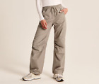 Abercrombie & Fitch Utility Parachute Pants Taupe Pockets Drawstring Beige M