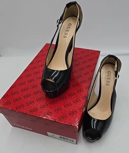 Guess Marciano Black Peep Toe Slingback Stilletto Heel 6.5 NWT - Picture 1 of 11