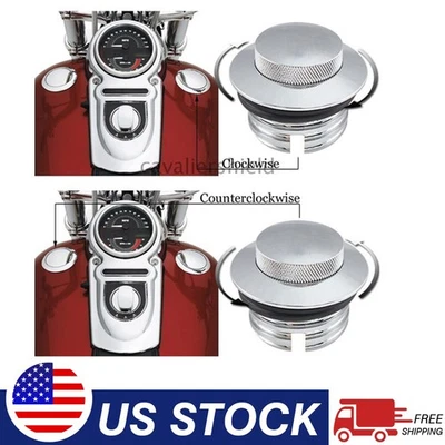 Tapa de gasolina emergente con rosca izquierda + derecha cubierta de tanque de combustible ventilada para Harley Dyna Foto 1 de 4