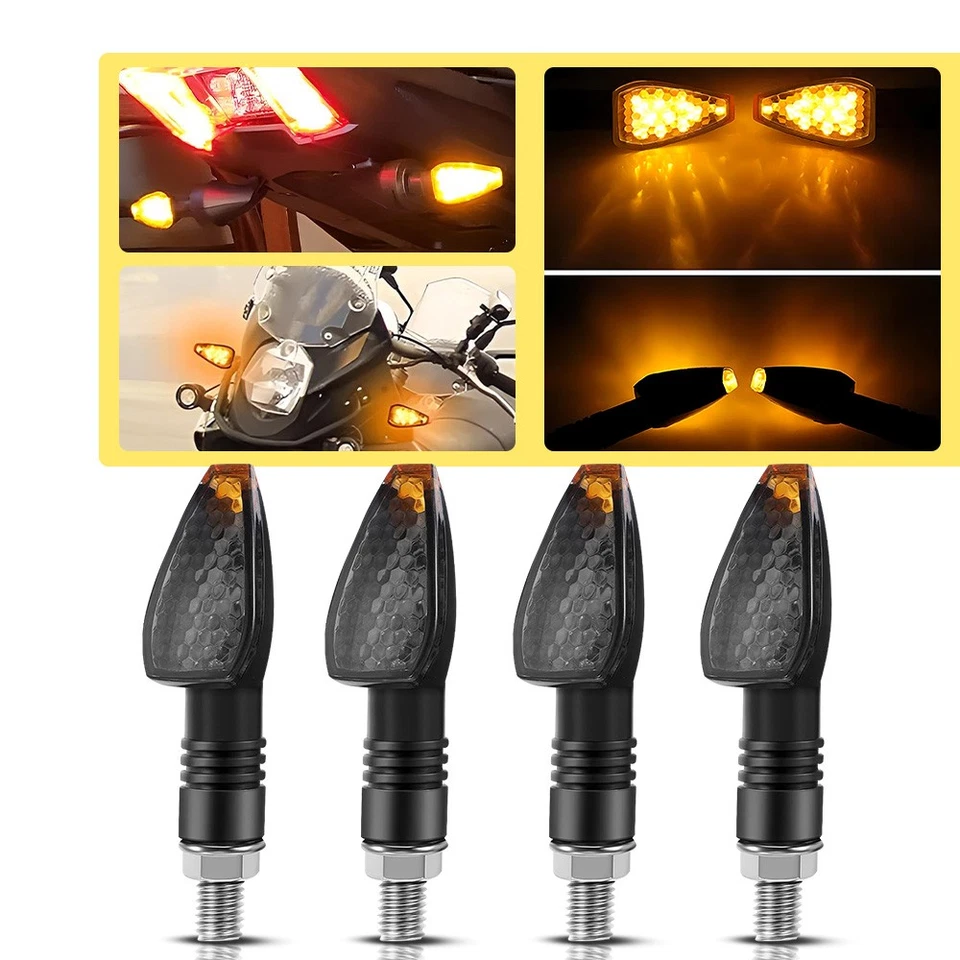 4 peças de sinais de fumaça para motocicleta luzes piscas âmbar universal para Suzuki BMW - Imagem 1 de 4