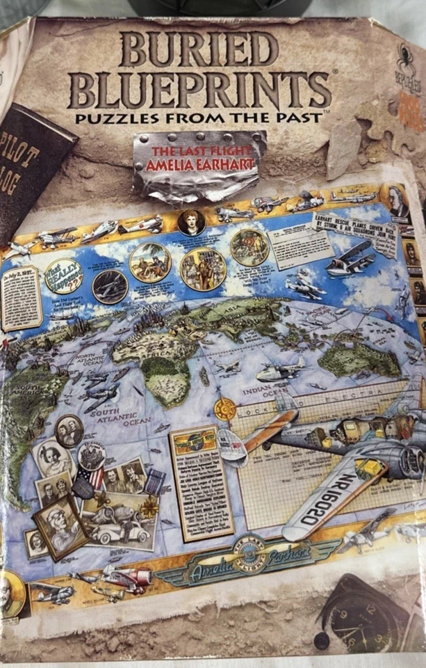VTG 1997 BePuzzled Buried Blueprints Amelia Earhart 1000 pcs Puzzle NEW SEALED - Image 1 of 4