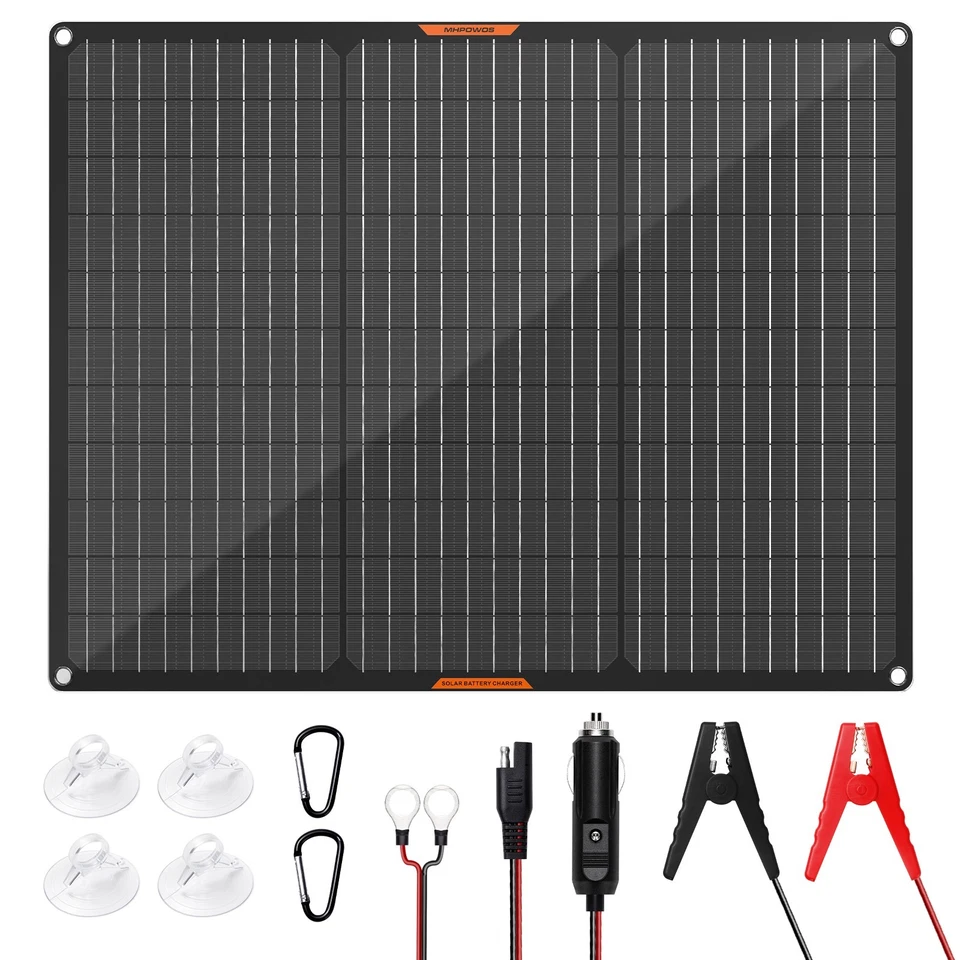 12V 10 20 30 50W Solarpanel Ladegerät für kfz Autobatterie tragbares Solarmodul - Bild 1 von 4