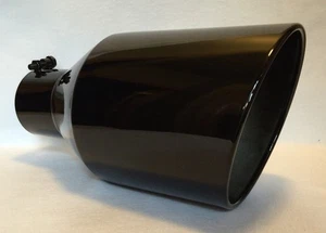 4" INLET, 8" OUTLET, 15" LONG GLOSS BLACK DIESEL EXHAUST TIP CHEVY DURAMAX - Picture 1 of 4