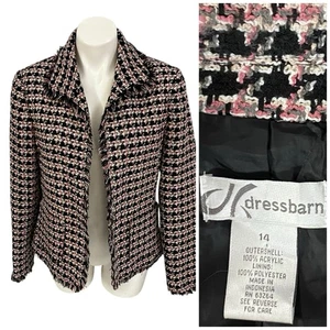 Dressbarn Blazer Womens 14 Tweed Pink Jacket Office Corpcore Career Boardroom - Picture 1 of 17