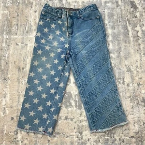 Y2K Mary Kate & Ashley Stars & Stripes Denim Capris Size 6X - Picture 1 of 6