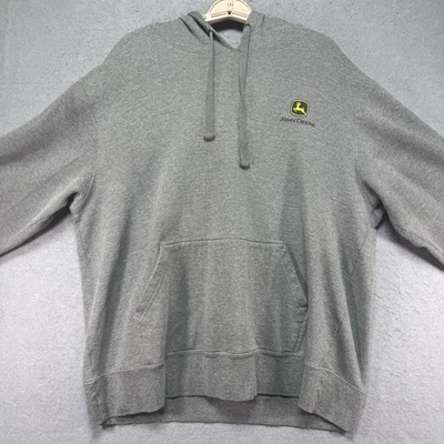 John Deere Hoodie Adult Extra Large Gray Sweatshirt Long Sleeve Pullover Mens - Image 1 of 4