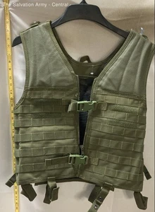 Mens Green Sleeveless Full-Zip Buckle Front Hunting Tactical Vest No Size - Picture 1 of 6