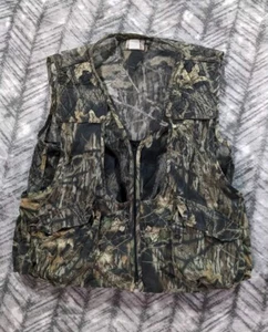 Vtg Mossy Oak Hunting Vest Mens XL Camouflage Padded Shoulder Shooting Fishing - Picture 1 of 10