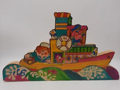 Vintage 1971 Sears Roebucks Chunky Boat Ship Puzzle Childs 6 Pc. Wooden Standing - Image 1 of 4