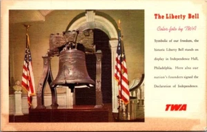Postal LIBERTY BELL Philadelphia, Pennsylvania PA TWA - Imagen 1 de 2