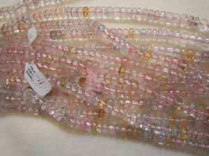 White Pink Clear Crackle Glass Beads 5 x 8mm Wheel Jewelry making Craft 1 strand - Picture 1 of 5