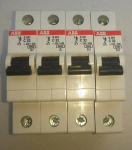4 ABB MINIATURE CIRCUIT BREAKER 6KA 253V,Trip Curve C, 1Pole- 32A - Picture 1 of 2