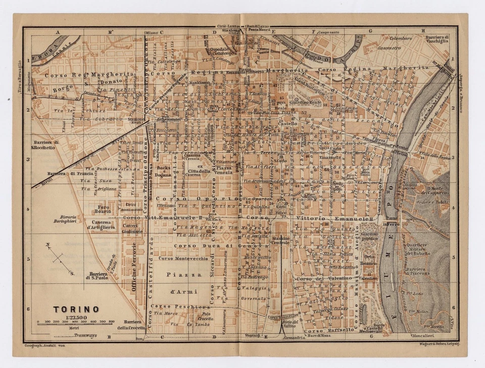 1899 ORIGINAL ANTIQUE CITY MAP OF TURIN TORINO / PIEDMONT / ITALY - Image 1 of 4