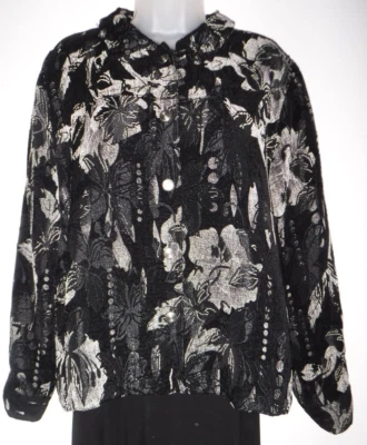 Christopher & Banks L NwoT黑色花卉西装夹克 — 第 1/4 张图片