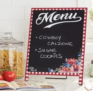 The Pioneer Woman 16” Tabletop Chalkboard Menu Sign Red Blue Floral Farmhouse - Picture 1 of 4