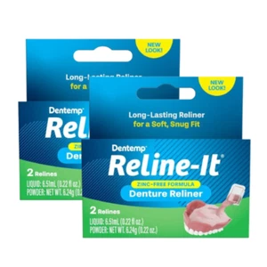 Dentemp Reline-it Denture Reliner For Upper & Lower Zinc Free 2 ct (Pack of 2) - Picture 1 of 7