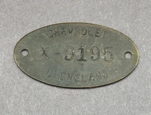 Oldtimer Chevrolet X-9195 Kennzeichen Messingschild Cleveland - Bild 1 von 3