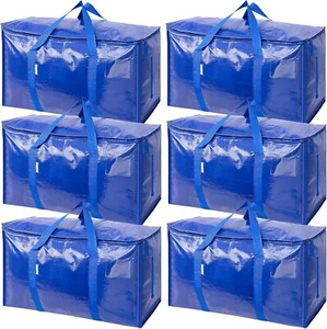 6 Pack Extra Large Moving Bags with Zippers&Carrying Handles, Heavy-Duty Storage - Picture 1 of 14