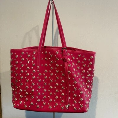 Bolso de Mano Jimmy Choo Sasha Estrella Mediana Cuero de Becerro Tachonado - Rosa Oscuro - Usado Foto 1 de 4