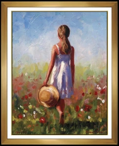 Giclee sobre lienzo firmado por Michael Vincent adornado a mano Morning Meadows obra de arte - Imagen 1 de 4