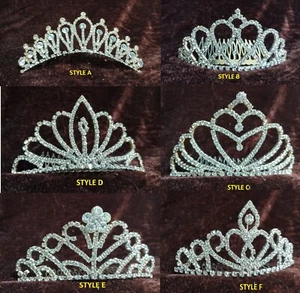 100 Pc W/6 Styles Wholesales Lots Crystal Flower Girls Princess Tiara Crown - Picture 1 of 7