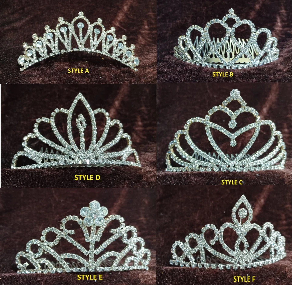 100 Pc W/6 Styles Wholesales Lots Crystal Flower Girls Princess Tiara Crown - Image 1 of 4
