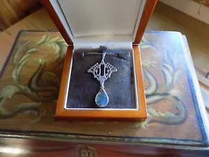David Scott-Walker Silver & Moss Agate Pendant Chain Necklace, Sheffield 2011 - Picture 1 of 15